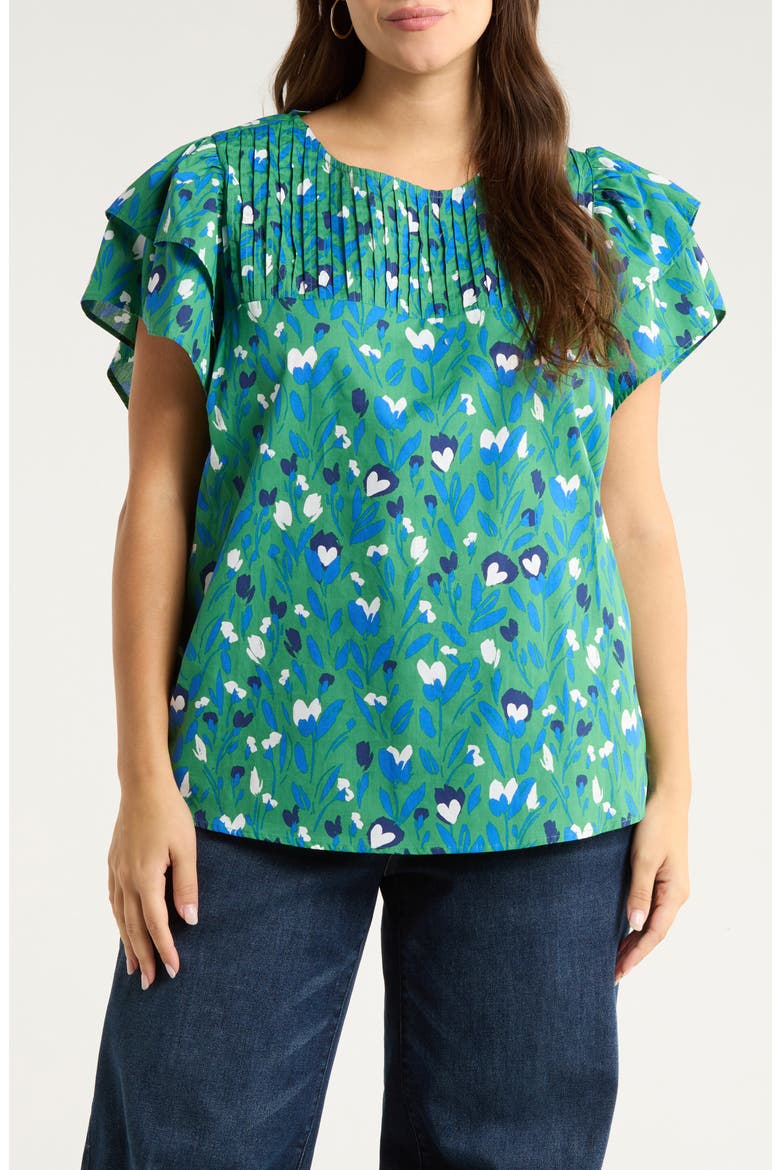 Laury Floral Print Cap Sleeve Shirt, Main, color, KELLY-MULTI