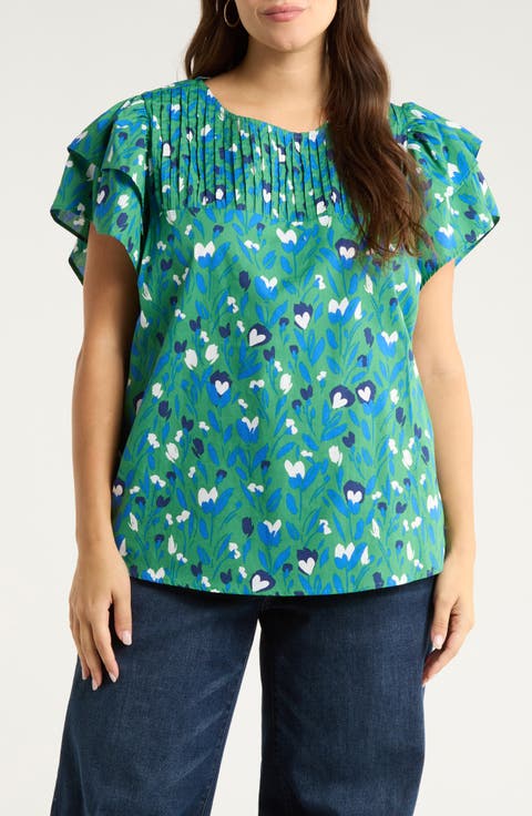 Laury Floral Print Cap Sleeve Shirt