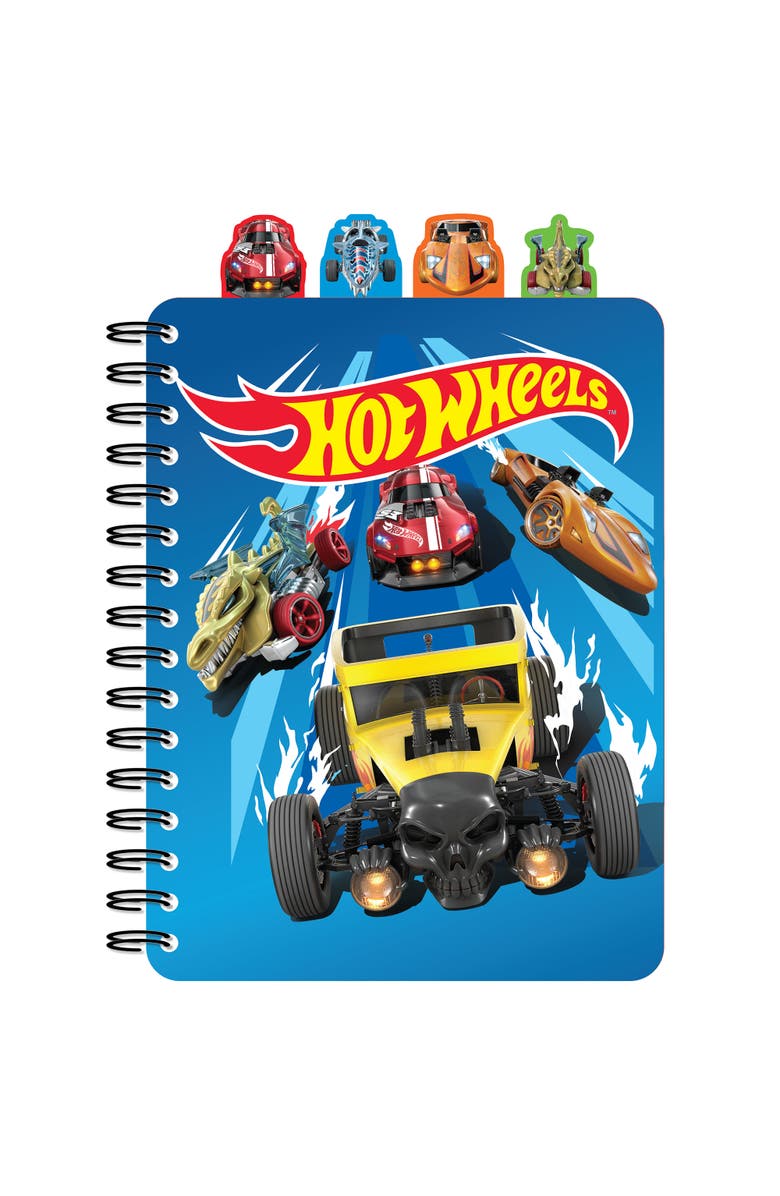Inkology 4 Tab Journal, Hot Wheels, 160 Pages, Racing Themed Spiral Notebook 3+, Main, color, Multicolored