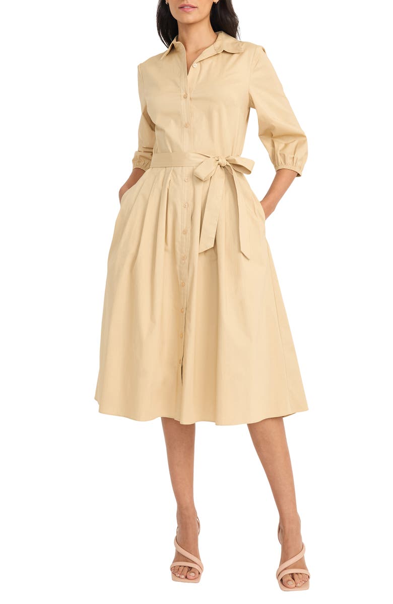 Maggy London Long Sleeve Midi Shirtdress, Main, color, 
