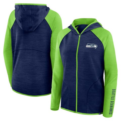 Women's Fanatics College Navy Seattle Seahawks Plus Size End Around Pass Full-Zip Hoodie
