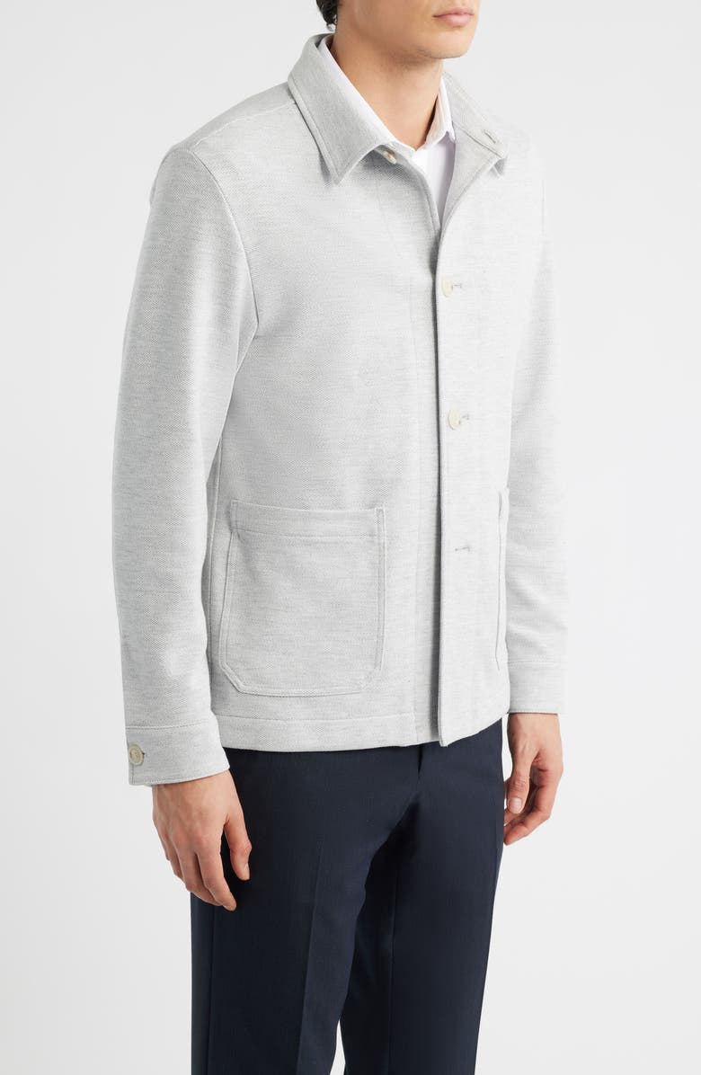 BOSS Carper Knit Shirt Jacket, Alternate, color, Silver