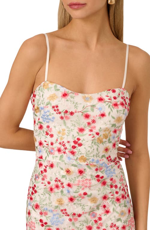 ADRIANNA PAPELL ADRIANNA PAPELL EMBROIDERED MESH MIDI DRESS 