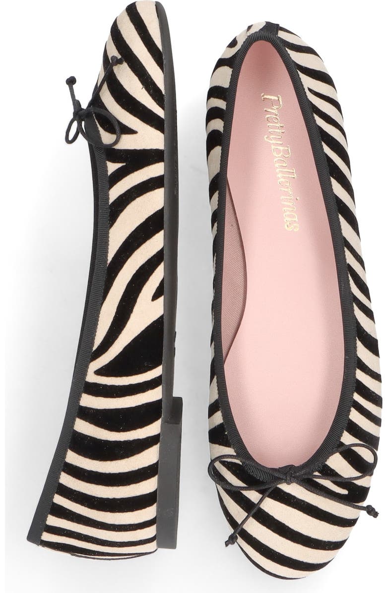 Pretty Ballerinas Round Toe Zebra Ballet Flat, Alternate, color, White