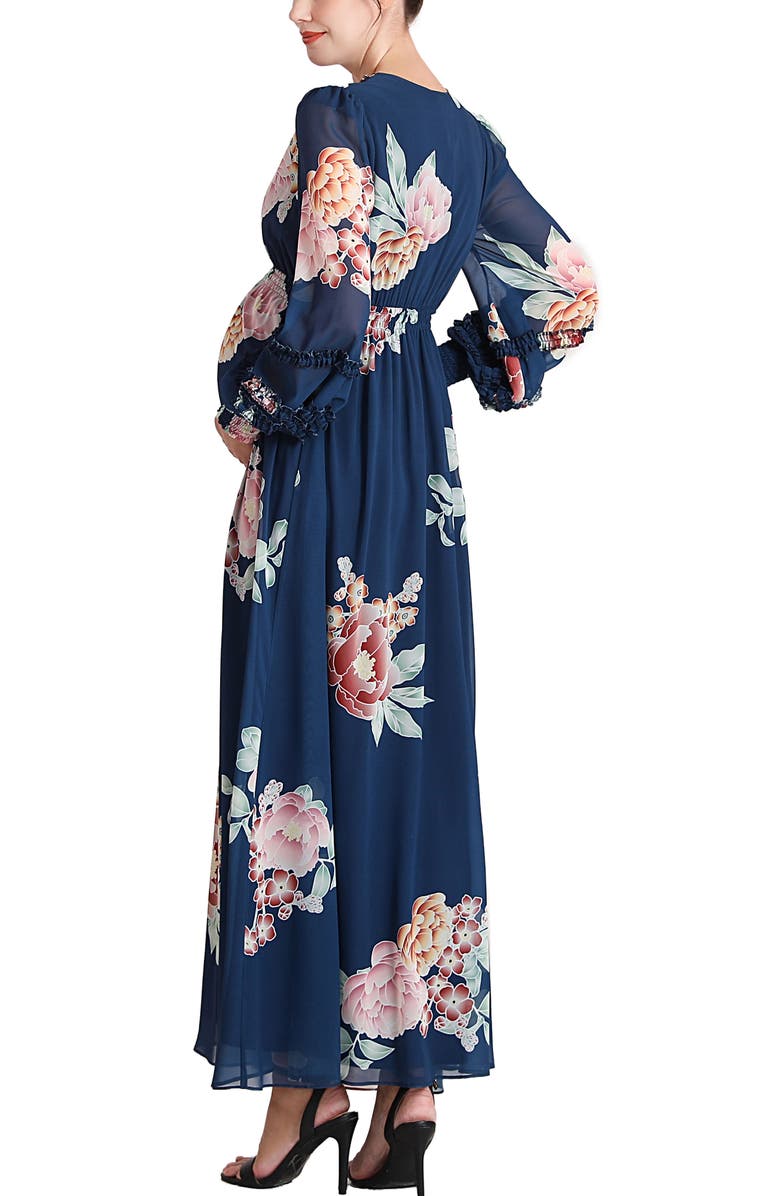 Kimi & Kai Adell Maternity Maxi Chiffon Dress, Alternate, color, Navy