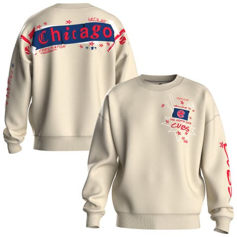 Women's Fanatics  Beige Chicago Cubs Graffiti Fleece Sweatshirt