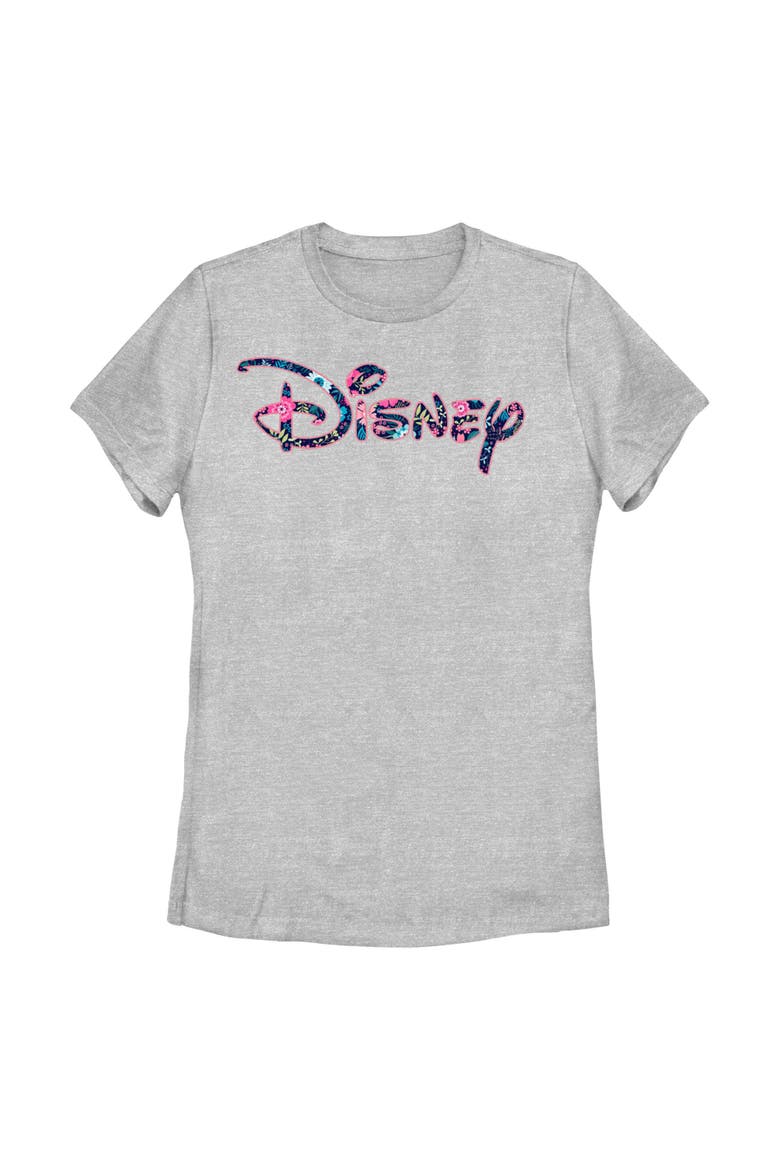 Women's Disney Floral Logo  Graphic T-Shirt, Main, color, Athletic Heather