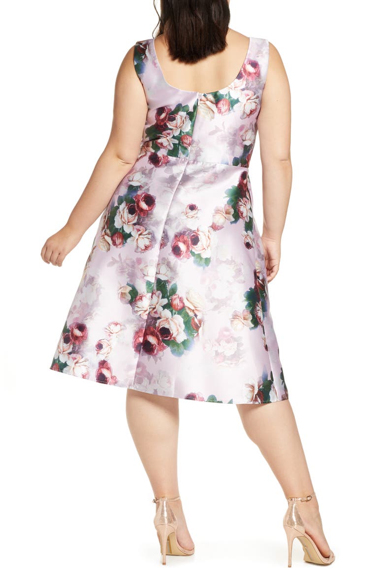 Marilyn Floral Print Satin Cocktail Dress, Alternate, color, PINK