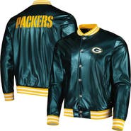 THE WILD COLLECTIVE Men's The Wild Collective Green Green Bay Packers Metallic Bomber Full-Snap Jacket
