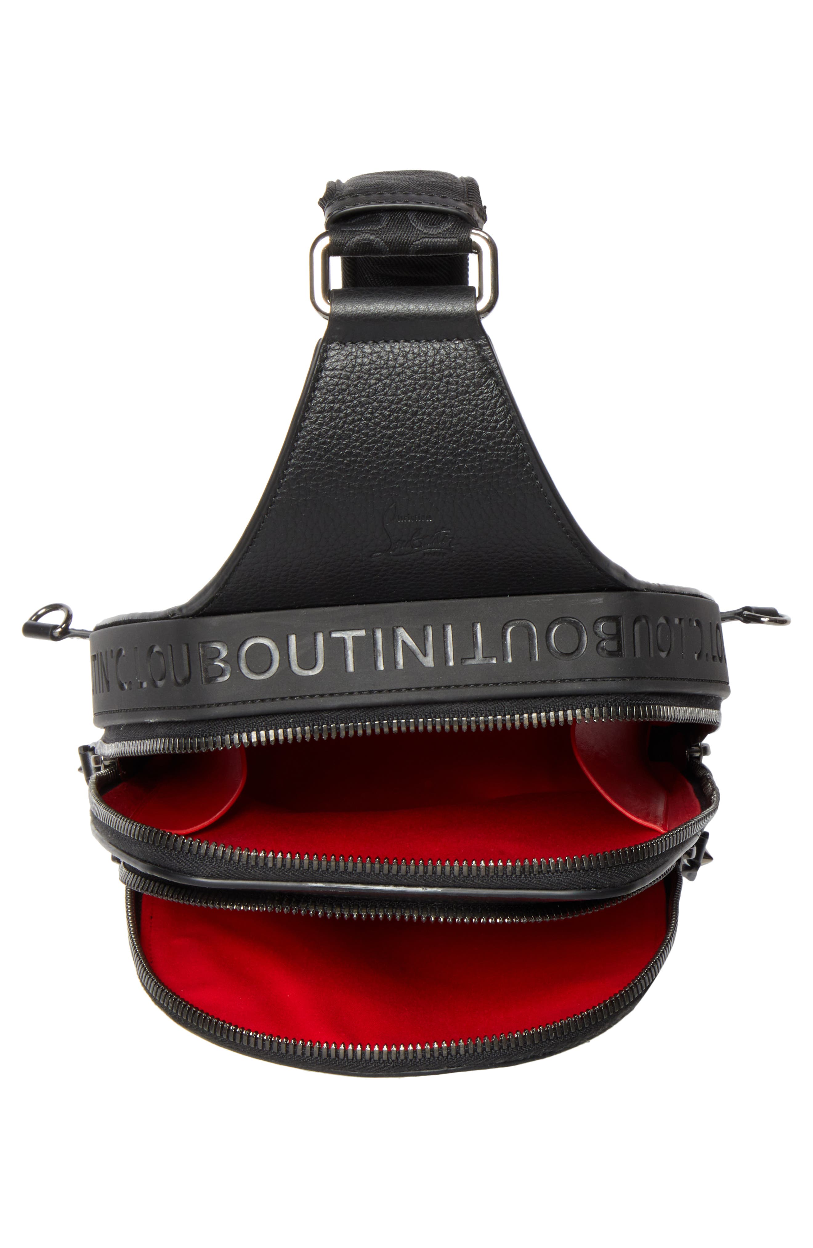 Christian Louboutin Loubifunk Logo Jacquard & Leather Backpack, Alternate, color, 