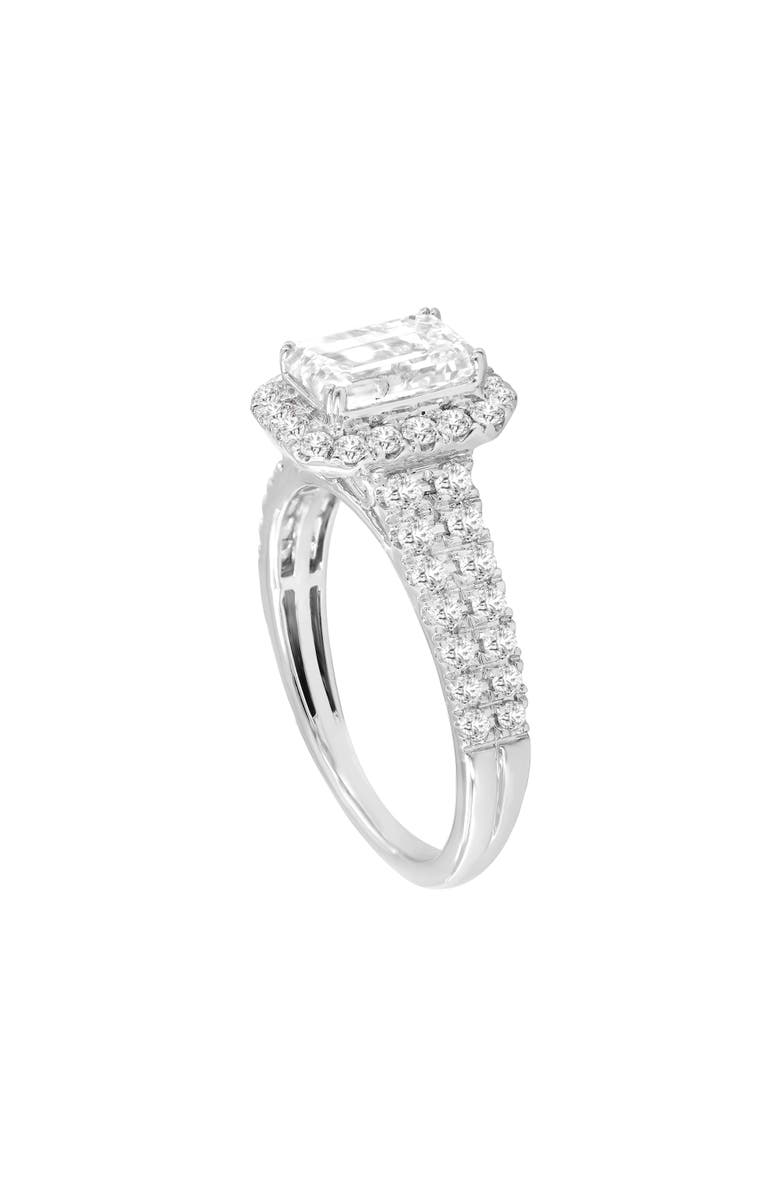 LuvMyJewelry Lilit 14K White Gold Emerald Cut Lab Grown Diamond Halo Engagement Ring - 2.2 Ct, Main, color, 14K White Gold