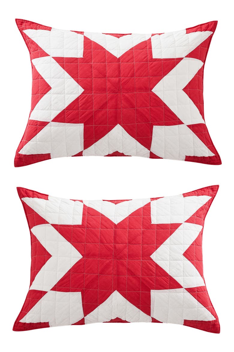 Star Patch Patchwork Quilt Set, Alternate, color, RED