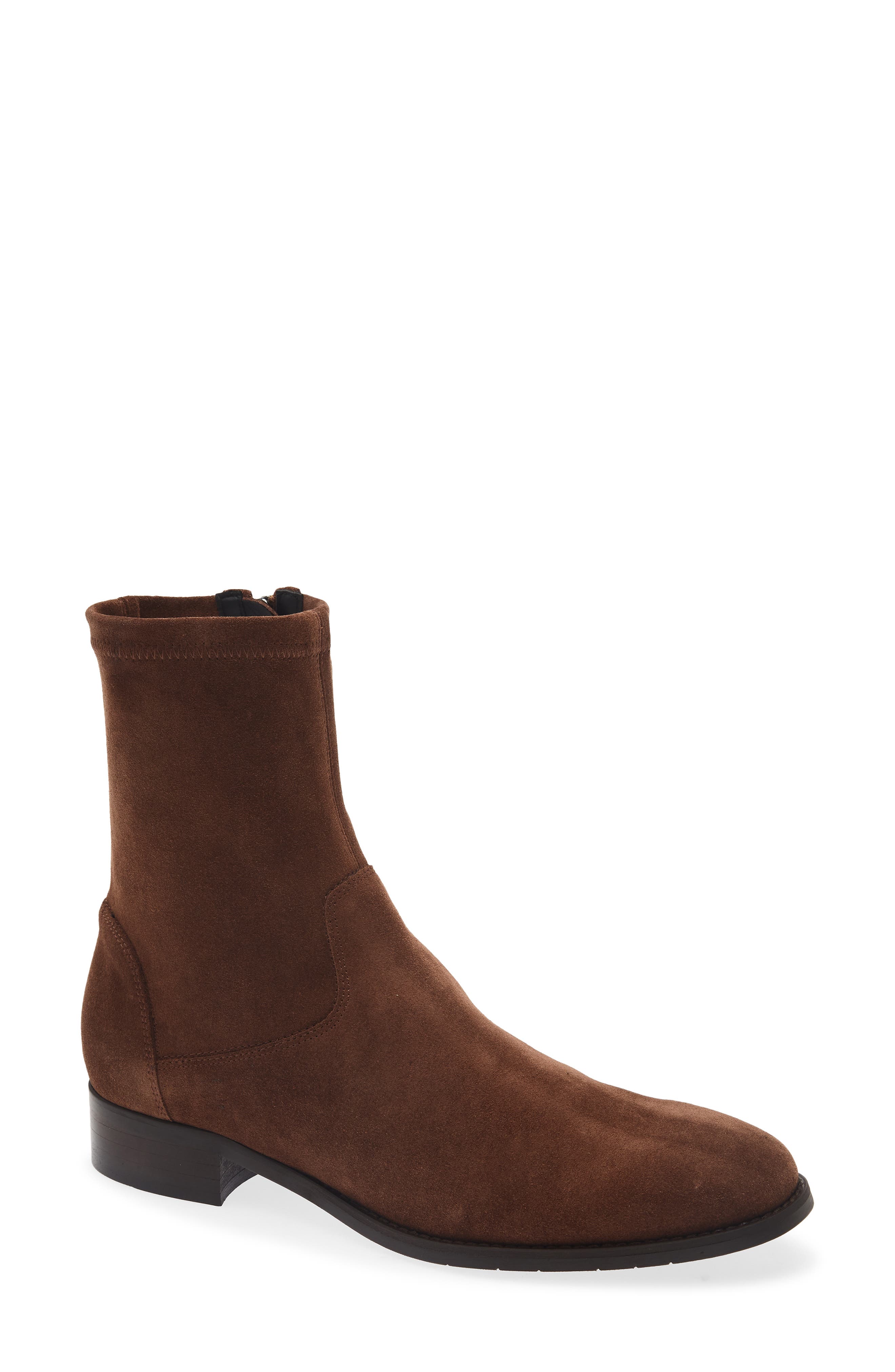 Sabrena Low Weatherproof Bootie, Main, color, COGNAC SUEDE