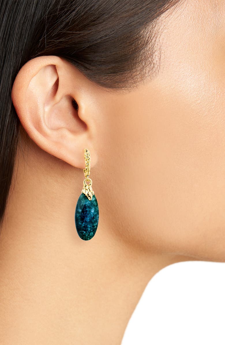 Alexis Bittar Brut Blue Moss Agate Drop Earring, Alternate, color,