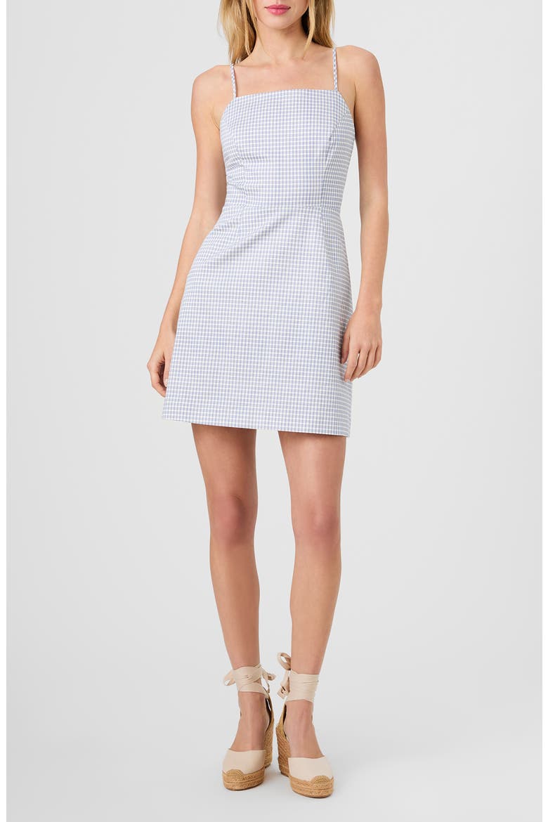 Plaid Sheath Minidress, Main, color, SUMMER WHITE-INDIGO