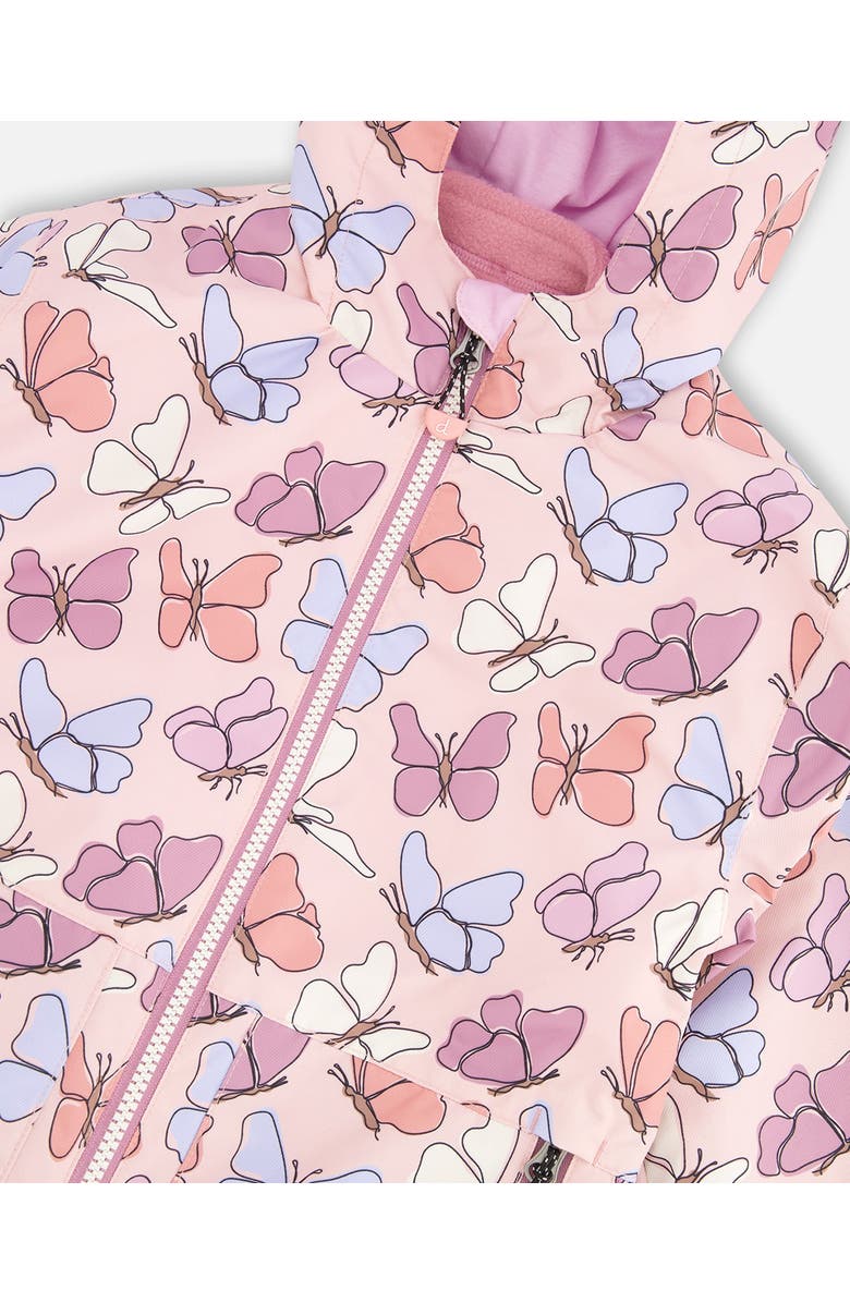Deux par Deux 3-in-1 Two-Piece Mid-Season Outerwear with Solid Pants Set, Alternate, color, Pink With Printed Butterflies