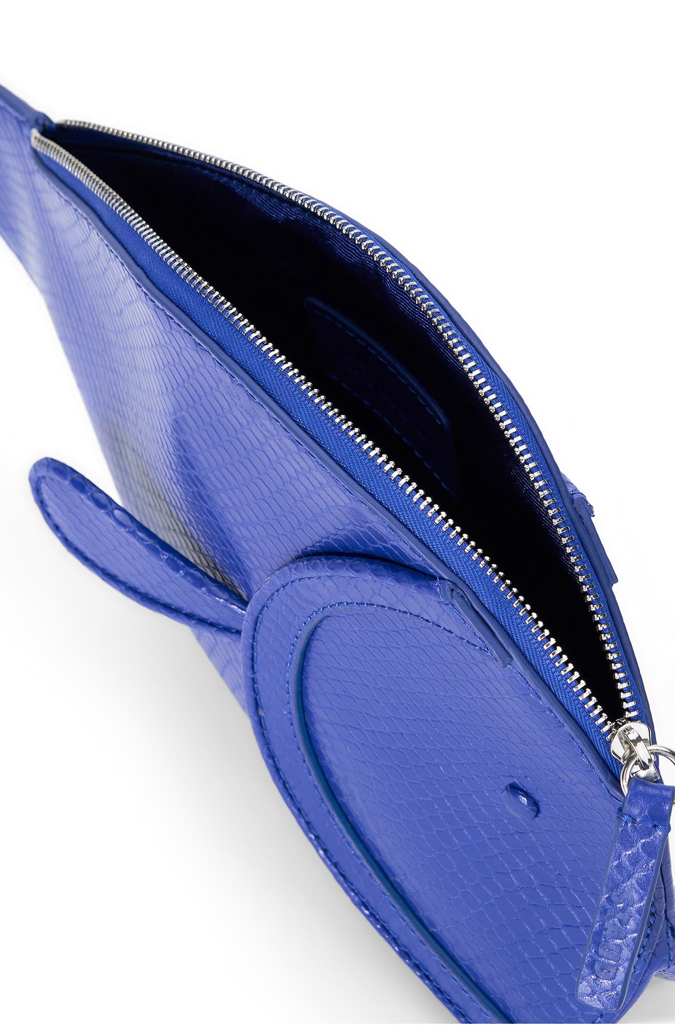 Pesce Lizard Embossed Leather Clutch, Alternate, color, COBALT