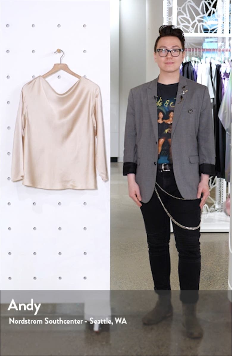 Side Drape Long Sleeve Silk Blouse, sales video thumbnail