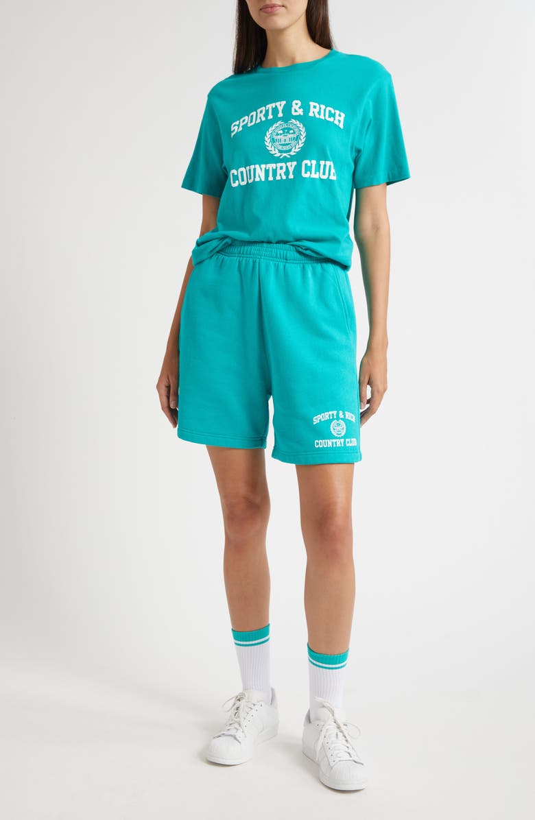 Sporty & Rich Varsity Crest Graphic T-Shirt, Alternate, color, Spring Green