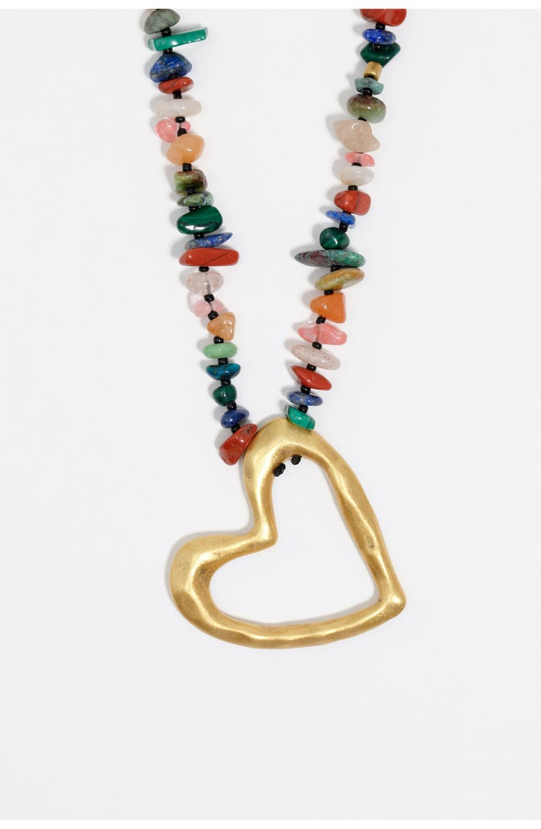 Bimba y Lola Heart Stones Necklace, Alternate, color, Blue