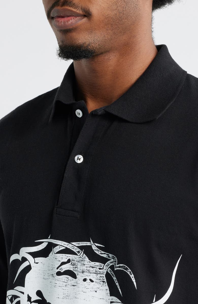 PLEASURES Tradition Cotton Graphic Polo, Alternate, color, Black