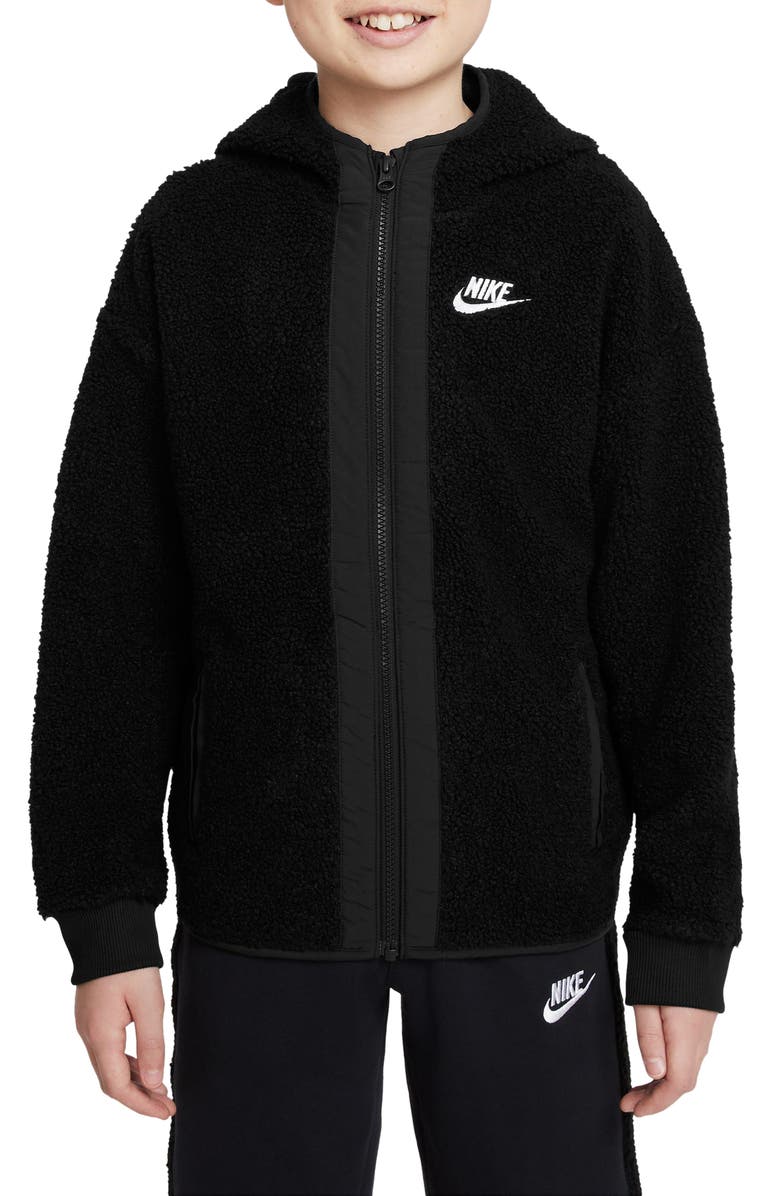 Nike Kids' Zip-Up Brushed Fleece Hoodie, Main, color, 