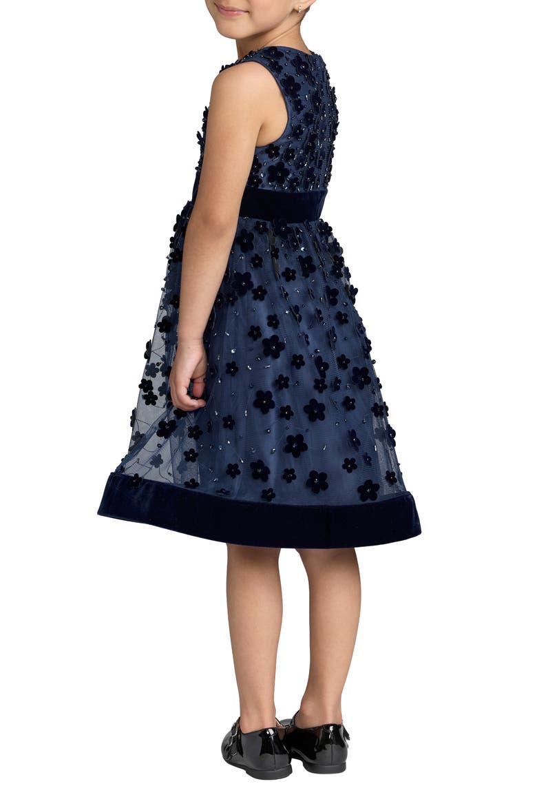 Girls Embellished Floral A-Line Dress, Alternate, color, Cobalt