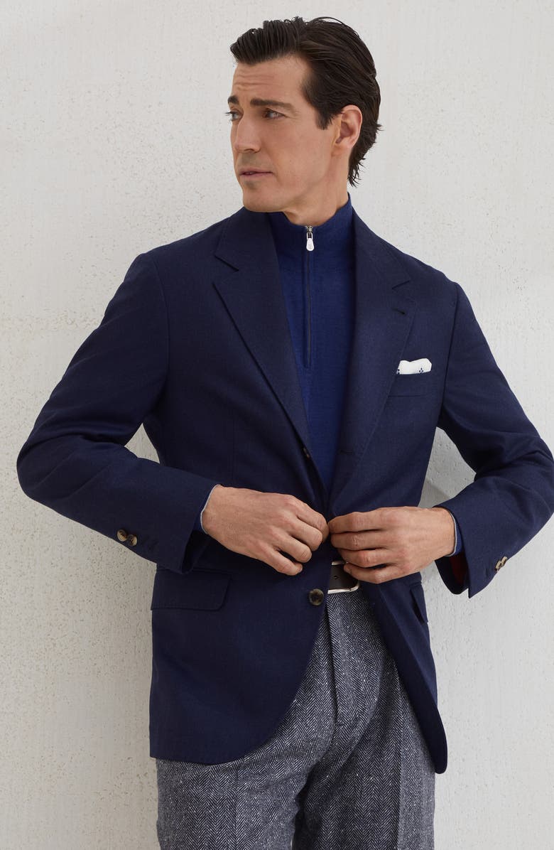 Brunello Cucinelli Lightweight sweater with zip, Alternate, color, Sapphire