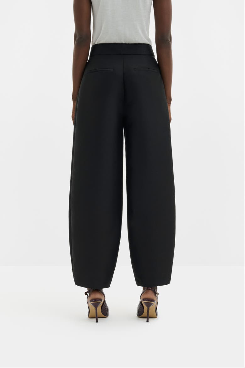 Smilla Barrel Leg Wool-Silk Trousers, Alternate, color, Black
