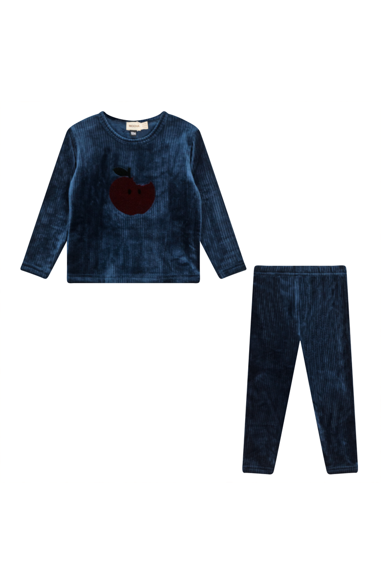 Mocha Apple Cotton Velour 2 Piece Top and Pant Set, Main, color, Dark Teal