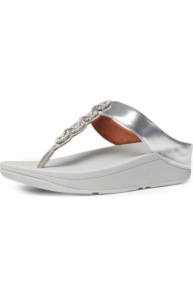 FitFlop Fino Crystal Embellished Thong Platform Sandal, Alternate, color, Silver