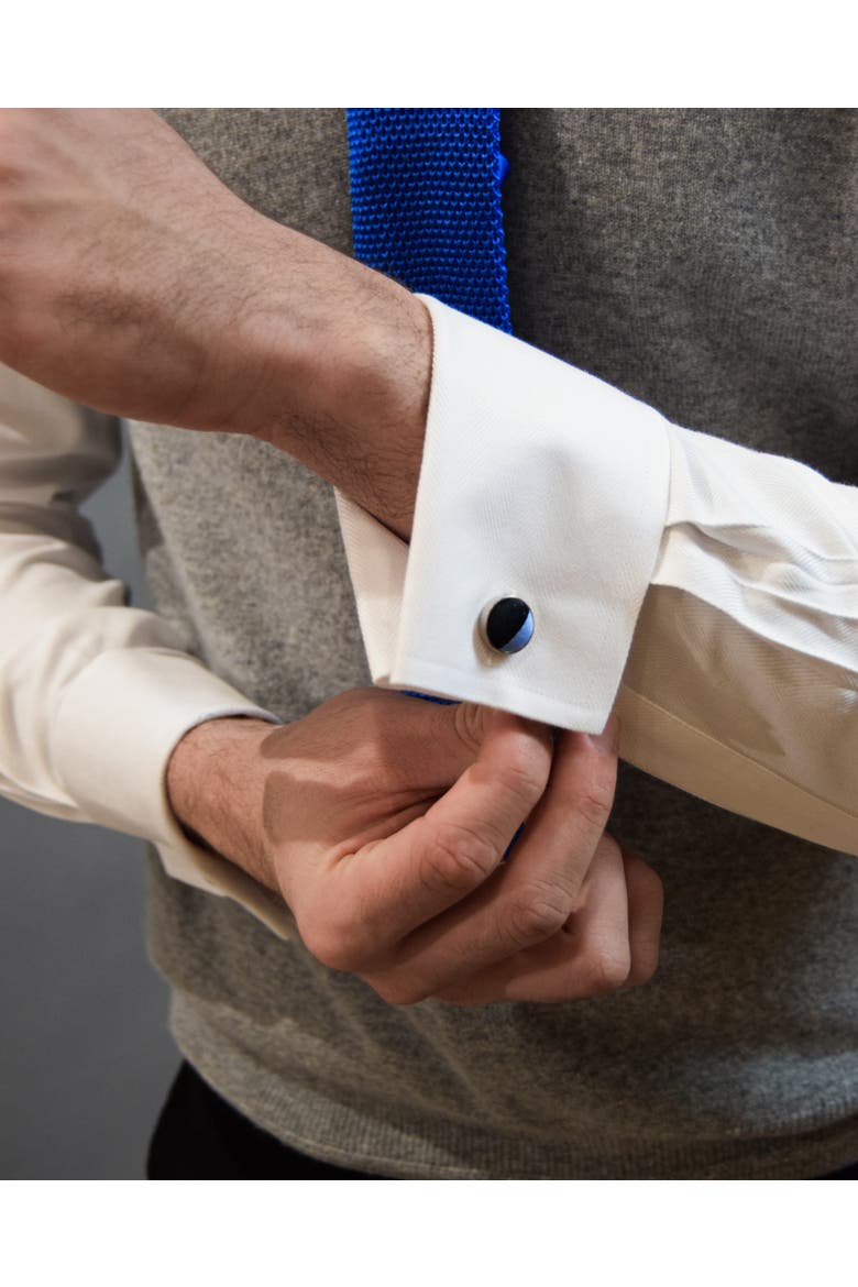 Skyline Striped Silk Cufflinks, Alternate, color, Black