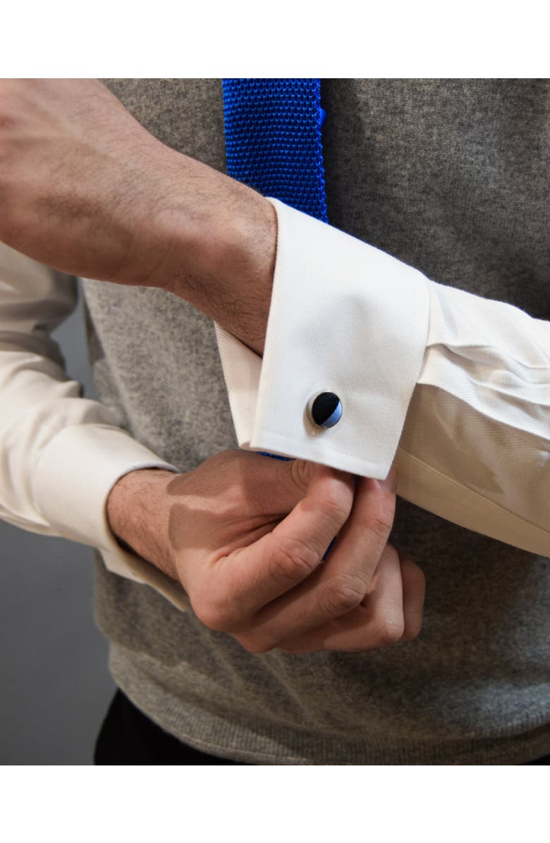 Knottery & Co Skyline Striped Silk Cufflinks, Alternate, color, Black