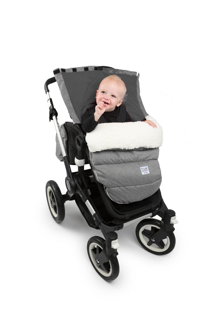 LambPOD Water Repellent Faux Shearling Car Seat/Stroller Bunting, Alternate, color, HEATHER GREY