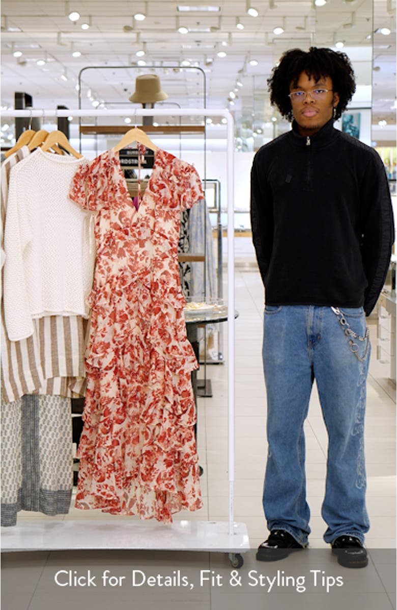 Tatum Floral Ribbons Ruffle Maxi Dress, sales video thumbnail