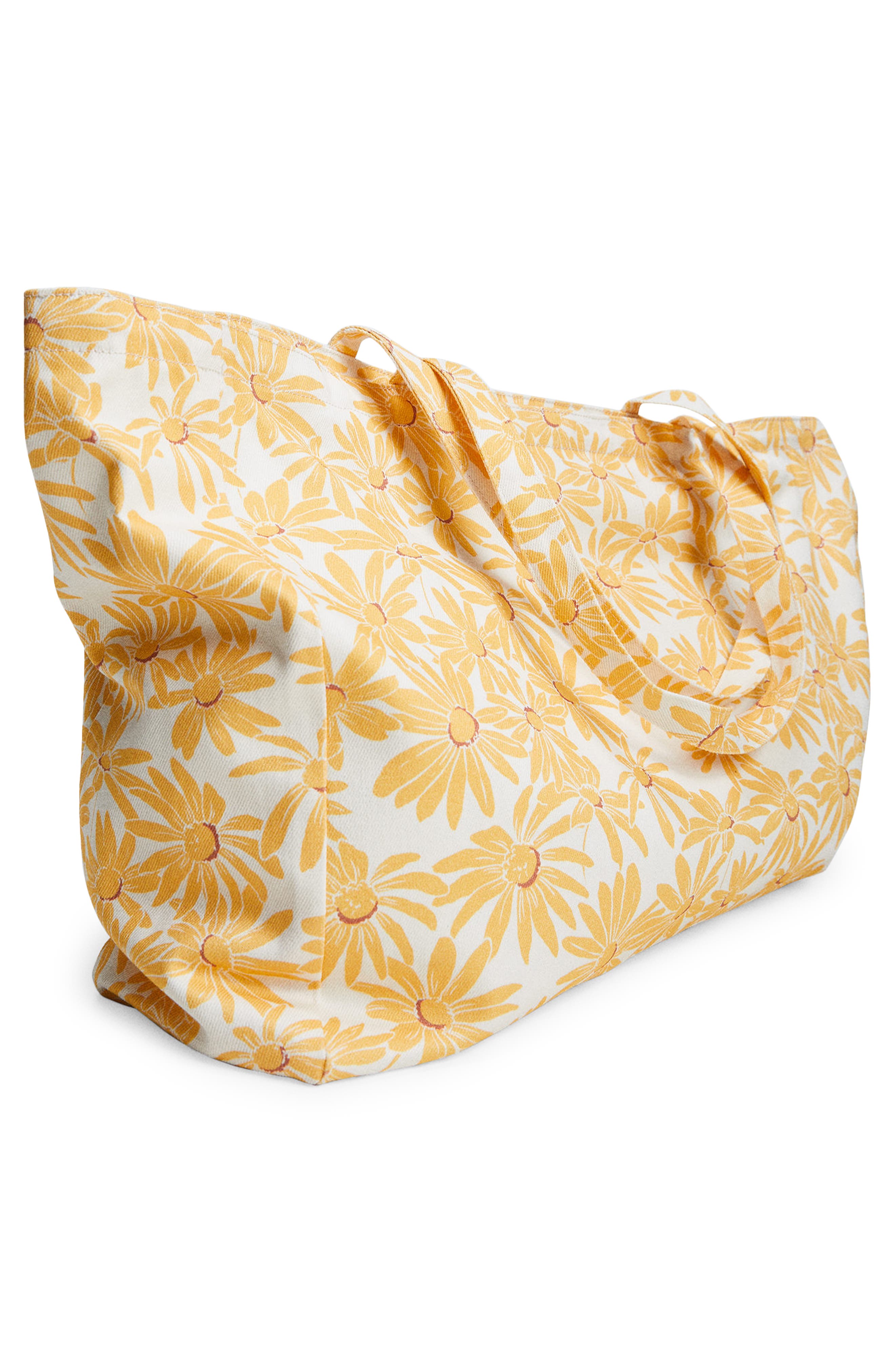 MANGO Floral Print Organic Cotton Shopper Bag, Alternate, color, 