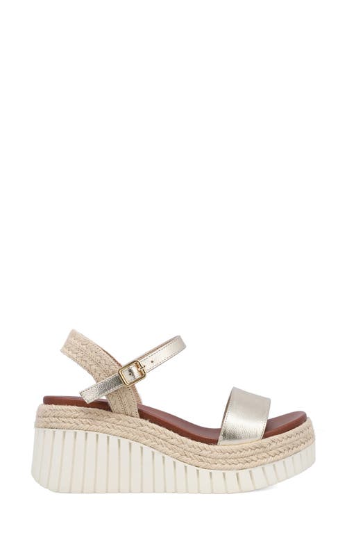 Mia Yanis Ankle Strap Platform Wedge Sandal In Gold