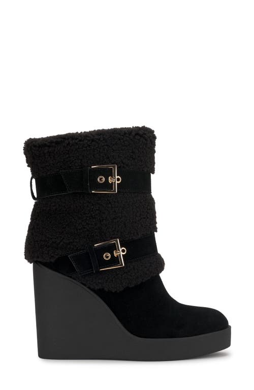 Jessica Simpson Meztyn Faux Shearling Wedge Boot In Gray