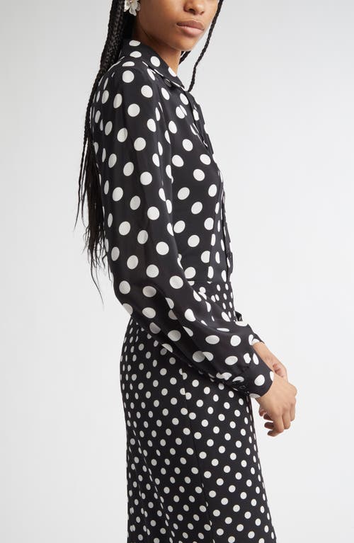 Carolina Herrera Polka-dot Button Down Shirt In Black/ivory