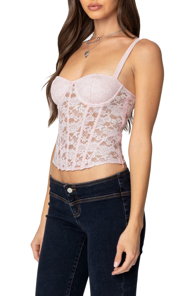 EDIKTED Drew Lace Corset Top, Alternate, color, Light-Pink