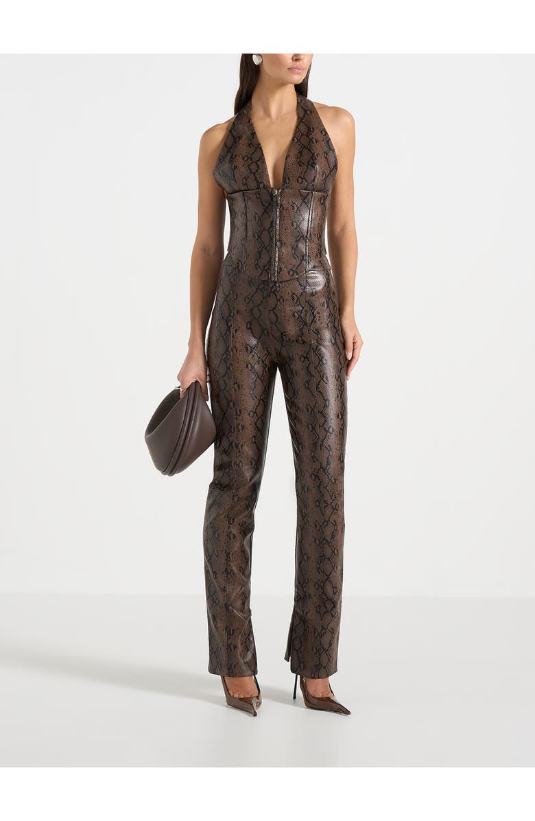 Manière De Voir Lucia Python Straight Leg Trousers, Alternate, color, Brown