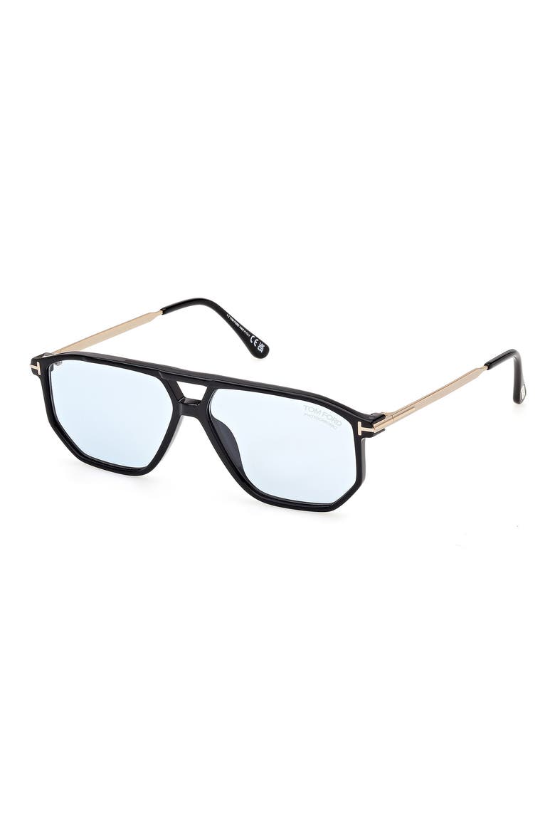 Billie 57mm Photochromic Navigator Sunglasses, Main, color, BLACK/ BLUE PHOTOCHROMIC