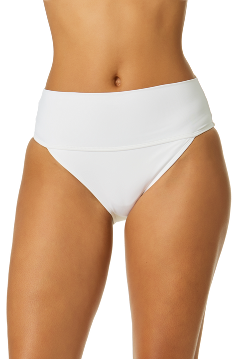 Women's Live In Color White Soft Band High Waist Swim Bottom