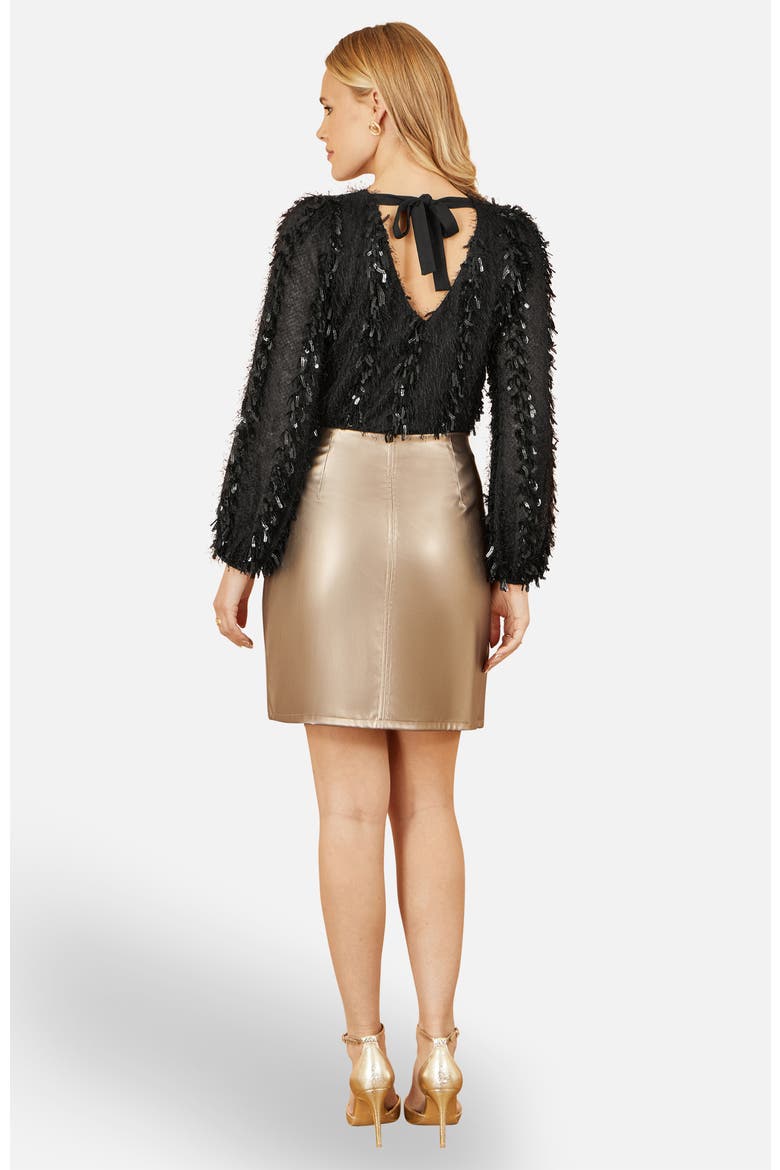 Faux Leather Wrap Mini Skirt, Alternate, color, Gold