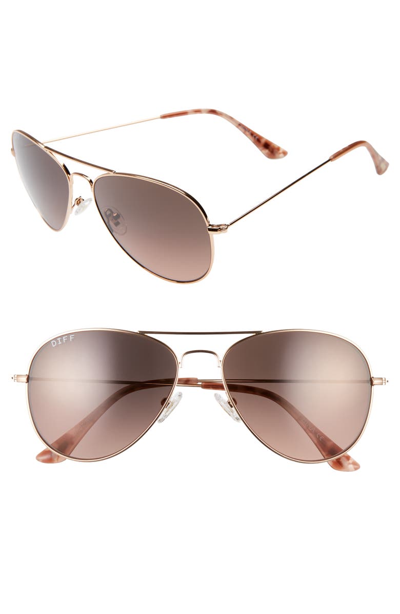 DIFF Cruz 49mm Aviator Sunglasses, Main, color, 