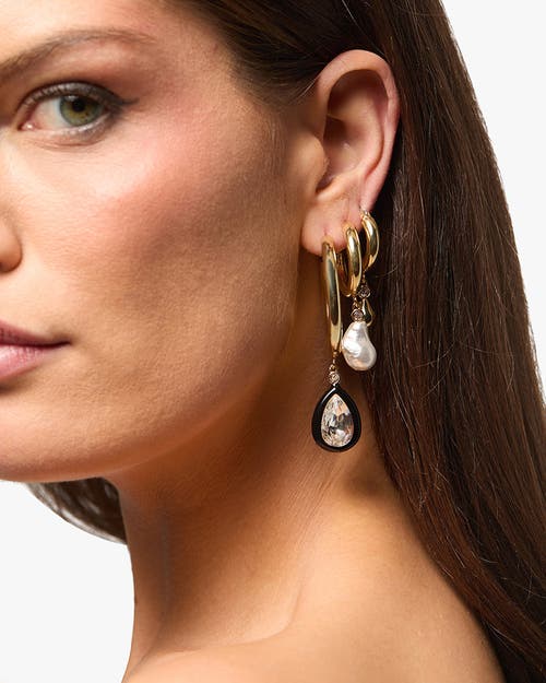 Weworewhat Multi Pear Drop Hoop Set In Gold
