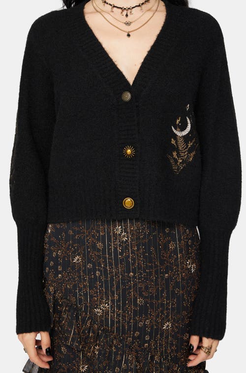 Disturbia Abellona Balloon Sleeve Knit Cardigan In Black