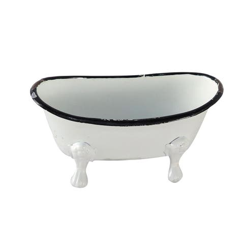 Black Rim White Enamel Bathtub Soap Dish