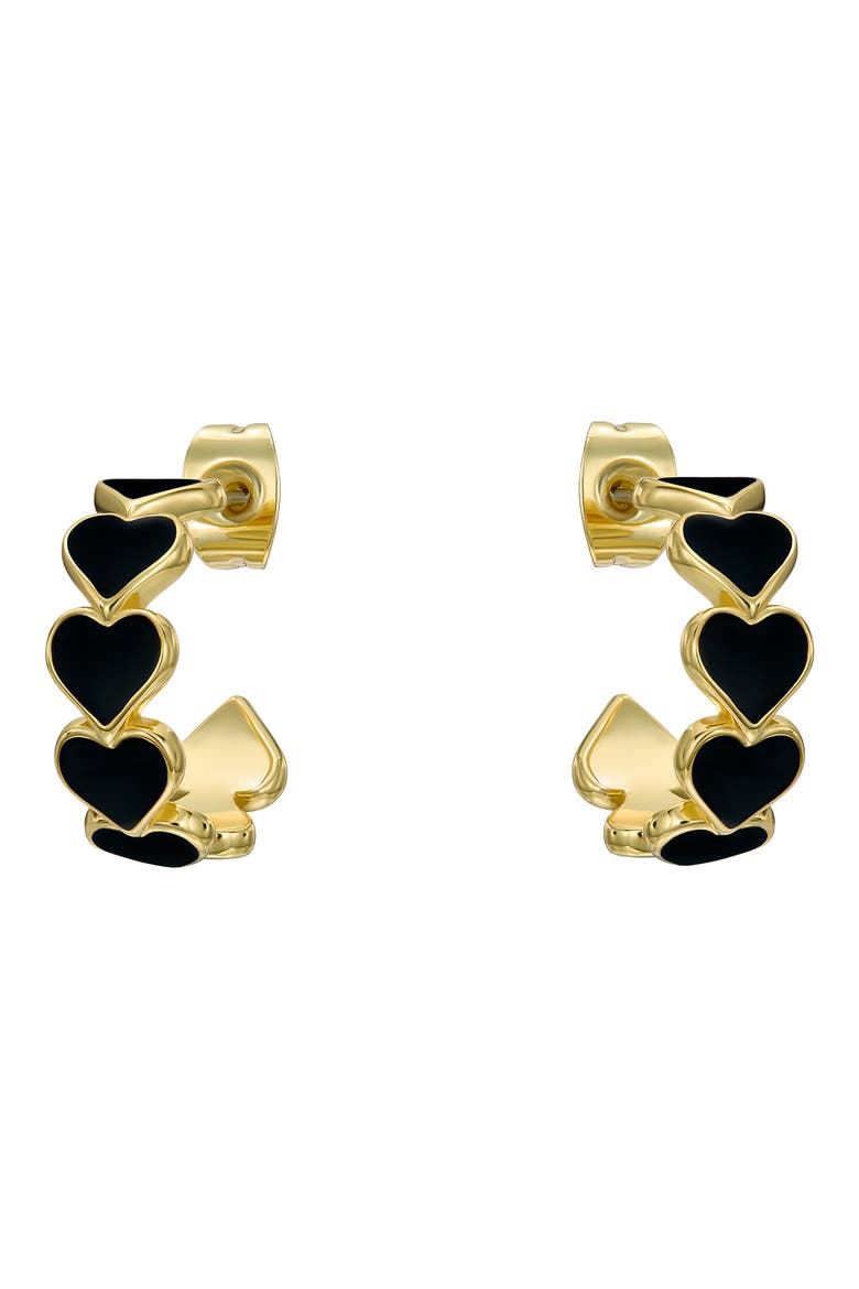 Hannah Enamel Heart Hoop Earrings, Main, color, GOLD TONE BLACK