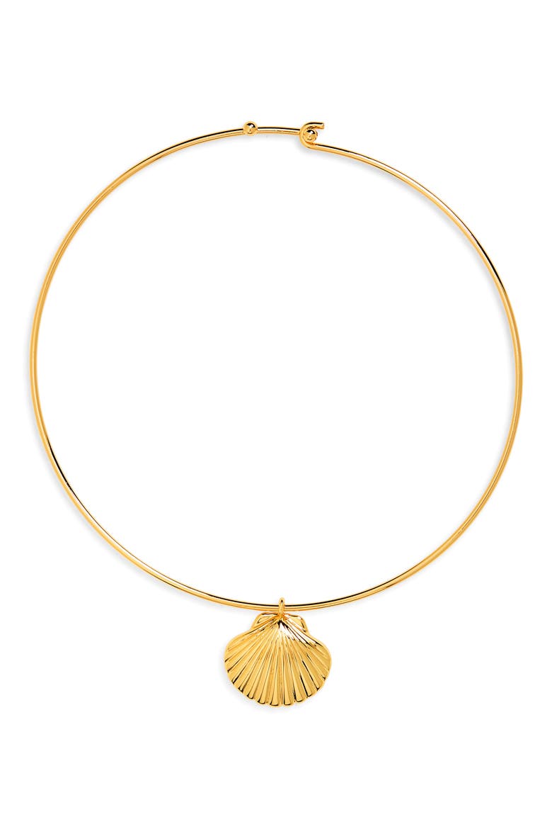Shell Wire Choker Necklace, Main, color, ANTIQUE GOLD